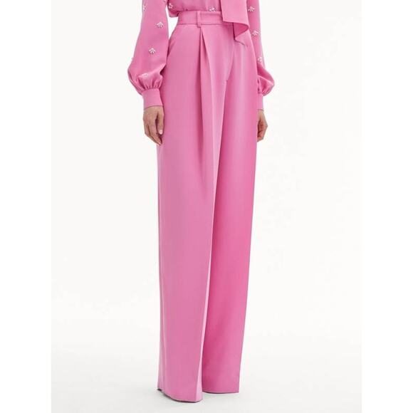 OSCAR DE LA RENTA Wide Leg Silk Georgette Pants in Roh Pink 2 - Picture 3 of 6
